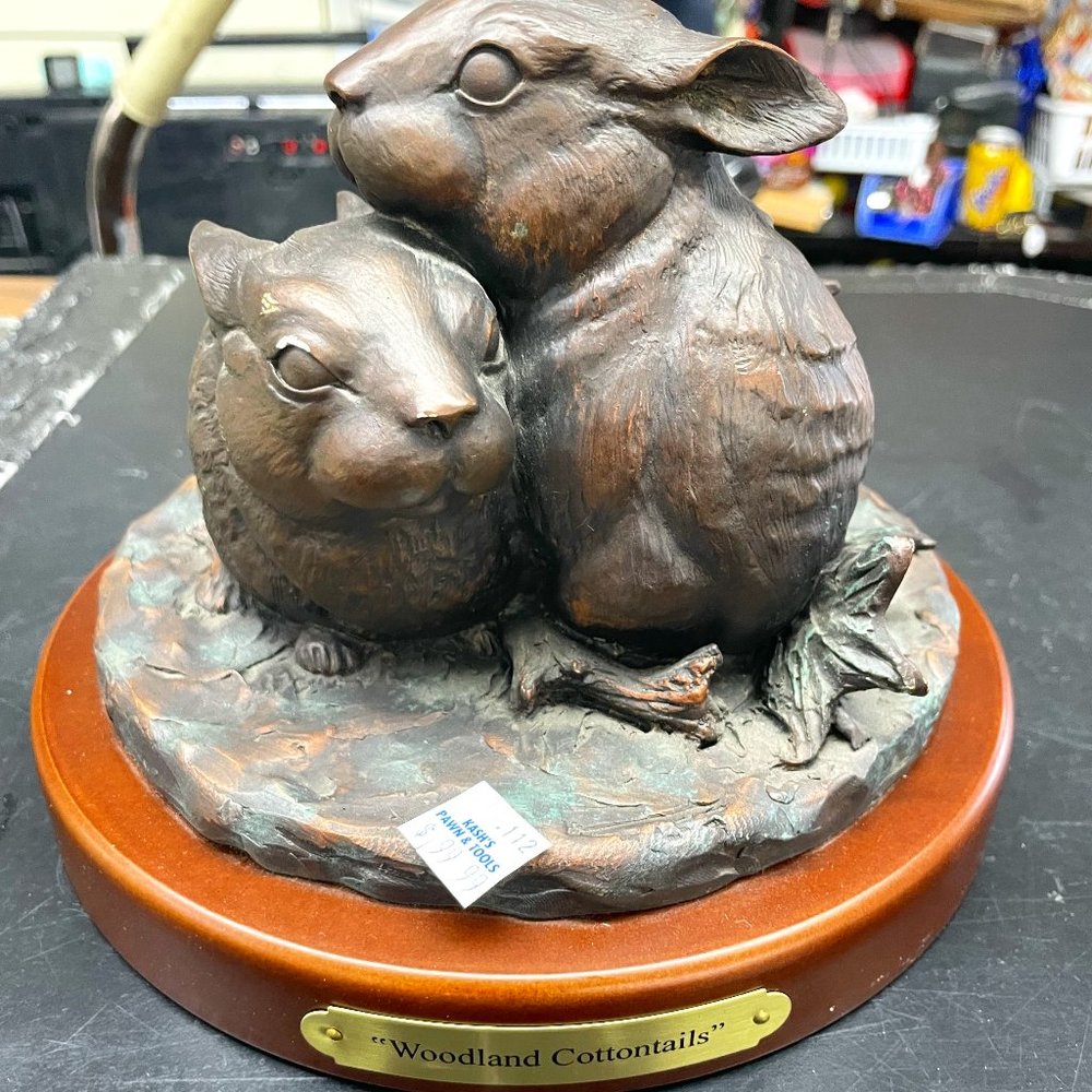 WOODLAND COTTONTAILS Sculpture By Big Sky CarversCast Resin-Rabbits